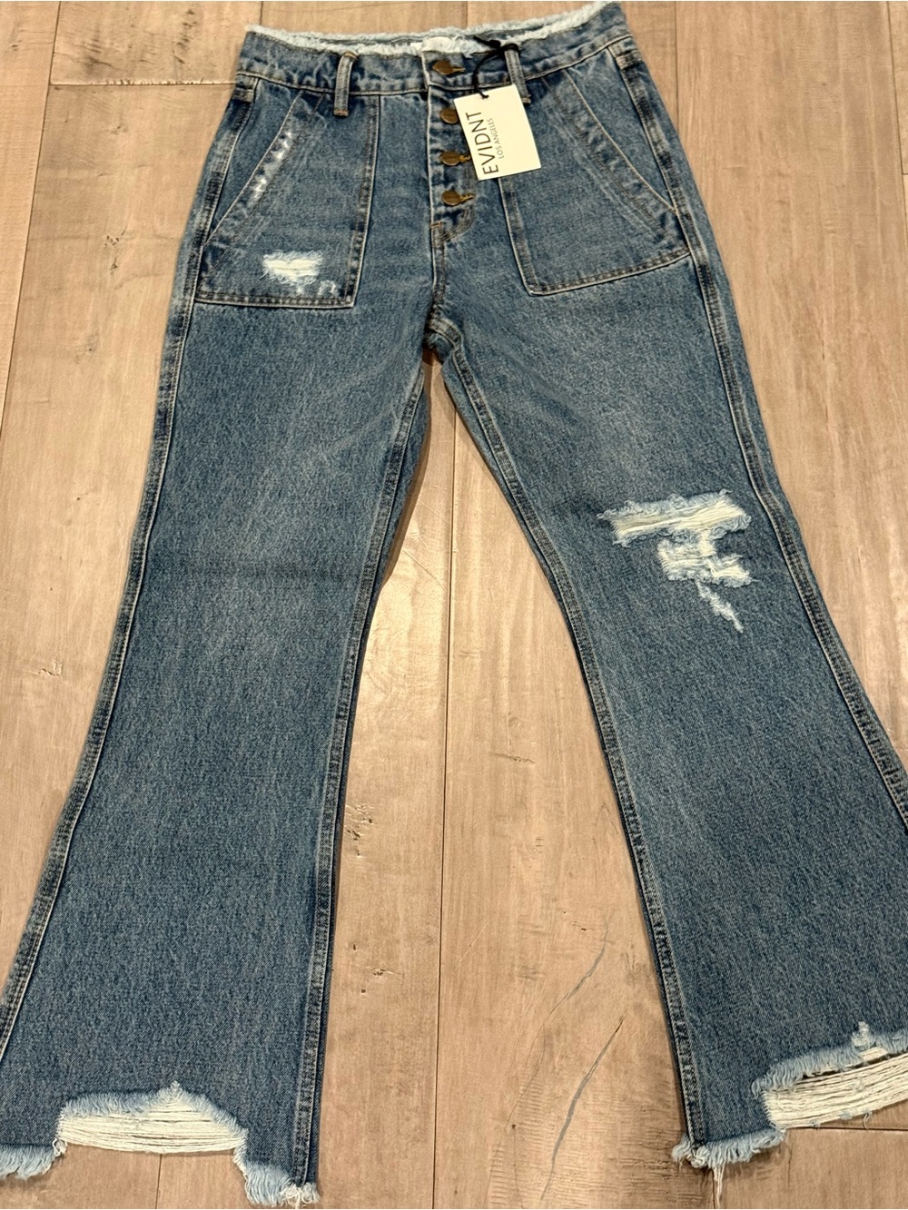 New Women's Distressed High-Rise Flare Jeans - Blue (156)